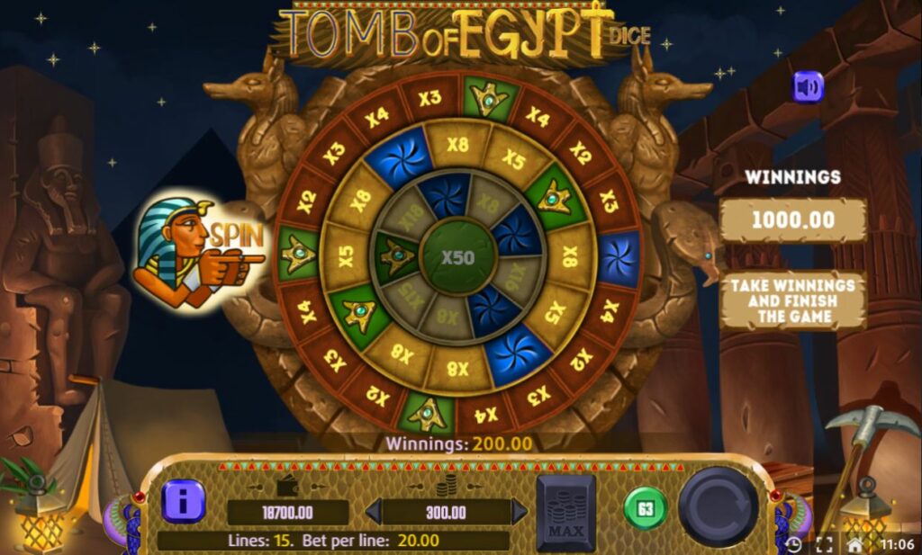 Supergame en Mancala Gaming presenteren Tomb of Egypt Dice - Tomb of Egypt dice - Tomb of Egypt dice Wheel of Fortune