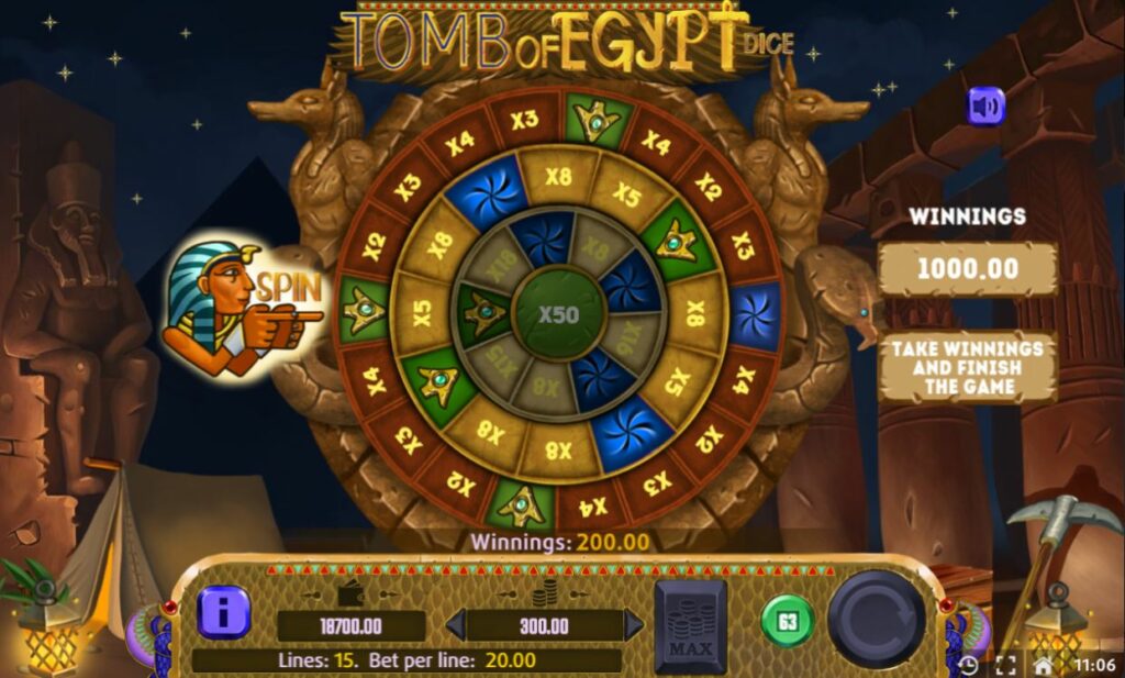 Supergame and Mancala Gaming present Tomb of Egypt Dice - Tomb of Egypt dice - Tomb of Egypt dice Wheel of Fortune