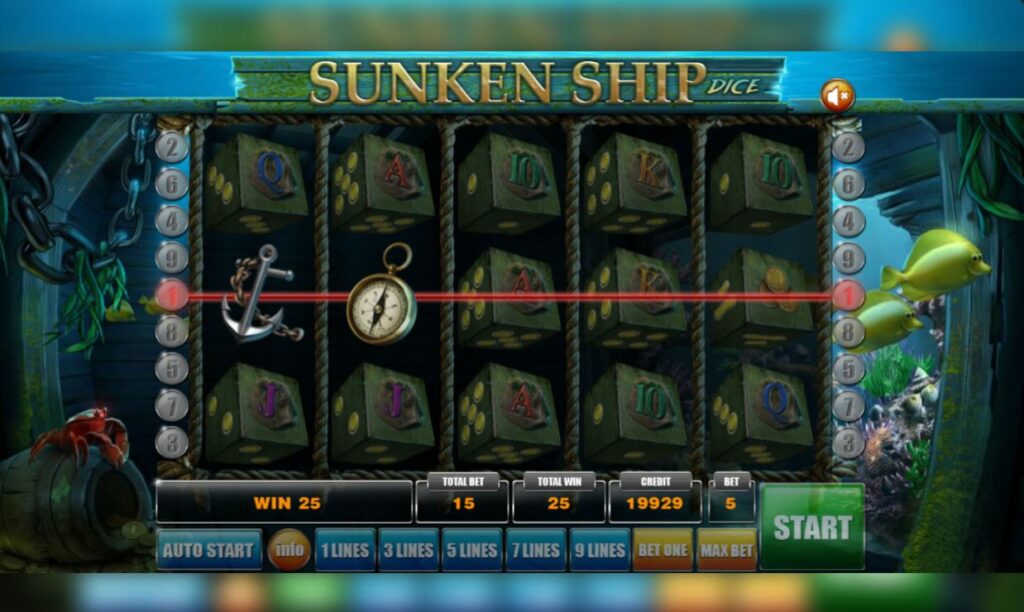 Supergame and Mancala Gaming present Sunken Ship Dice - Sunken Ship Dice - Pay table